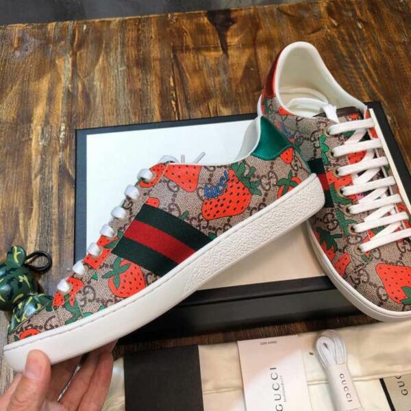 Gucci Strawberry Ace Sneakers 433900Spring/Summer 2020 Collection, Brown Women Shoes - Image 3