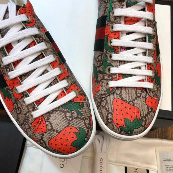 Gucci Strawberry Ace Sneakers 433900Spring/Summer 2020 Collection, Brown Women Shoes - Image 6