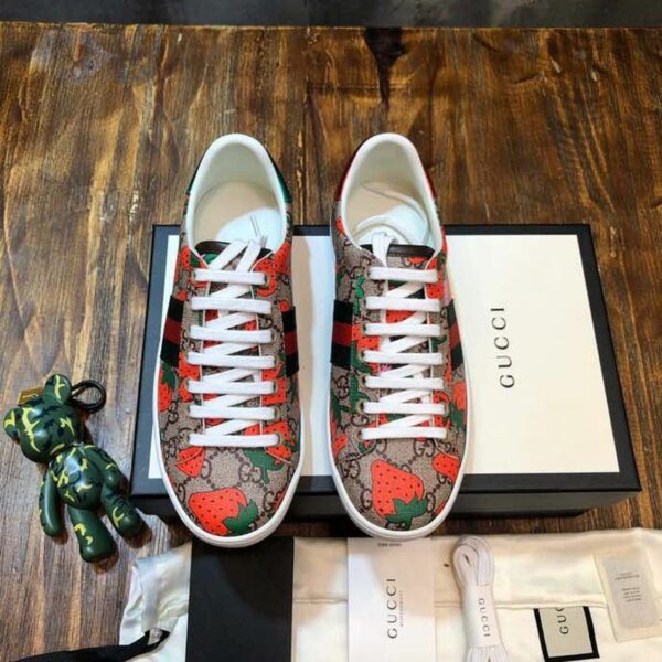 Gucci Strawberry Ace Sneakers 433900Spring/Summer 2020 Collection, Brown Women Shoes - Image 2
