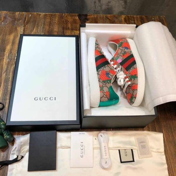 Gucci Strawberry Ace Sneakers 433900Spring/Summer 2020 Collection, Brown Women Shoes - Image 5