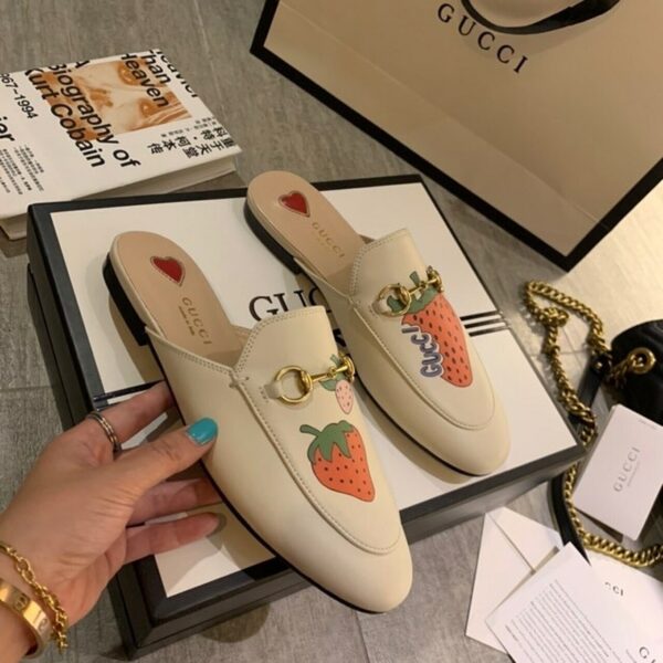 Gucci Strawberry Princetown MulesSpring/Summer 2020 Collection, White Women Shoes - Image 8