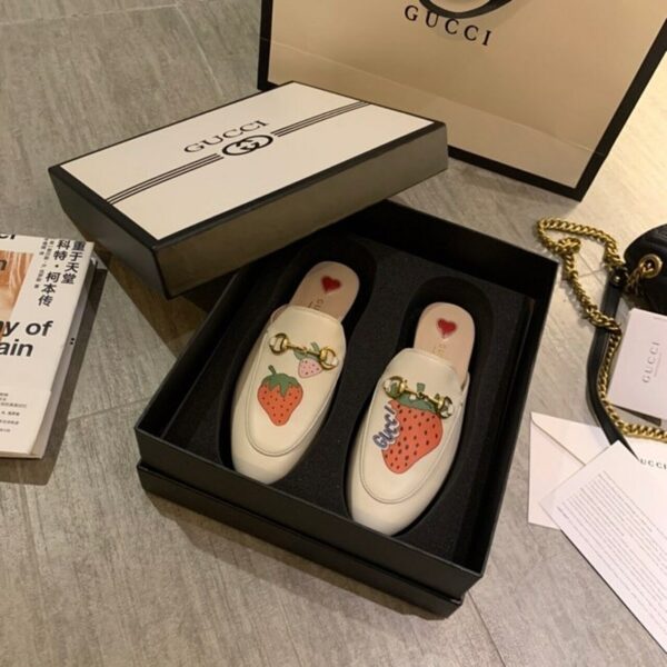 Gucci Strawberry Princetown MulesSpring/Summer 2020 Collection, White Women Shoes - Image 9