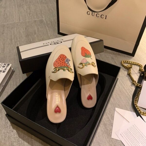 Gucci Strawberry Princetown MulesSpring/Summer 2020 Collection, White Women Shoes - Image 2