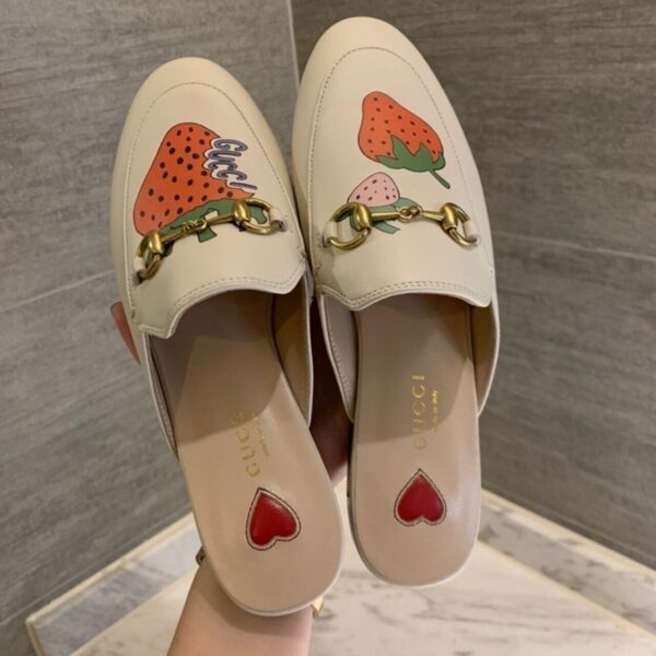 Gucci Strawberry Princetown MulesSpring/Summer 2020 Collection, White Women Shoes - Image 5