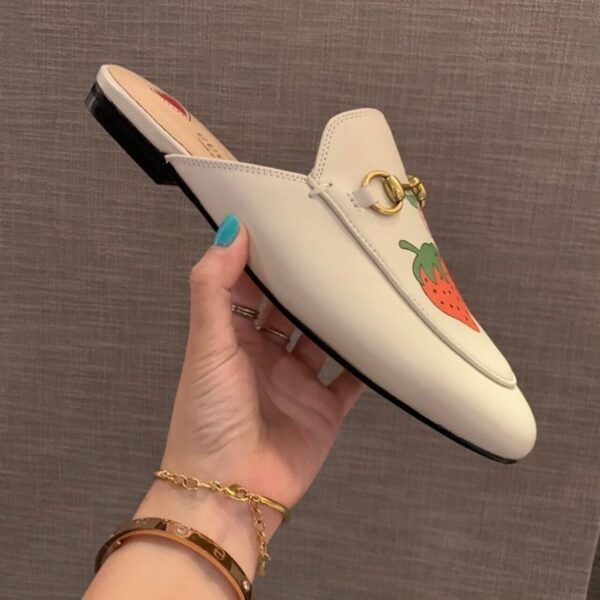 Gucci Strawberry Princetown MulesSpring/Summer 2020 Collection, White Women Shoes - Image 3