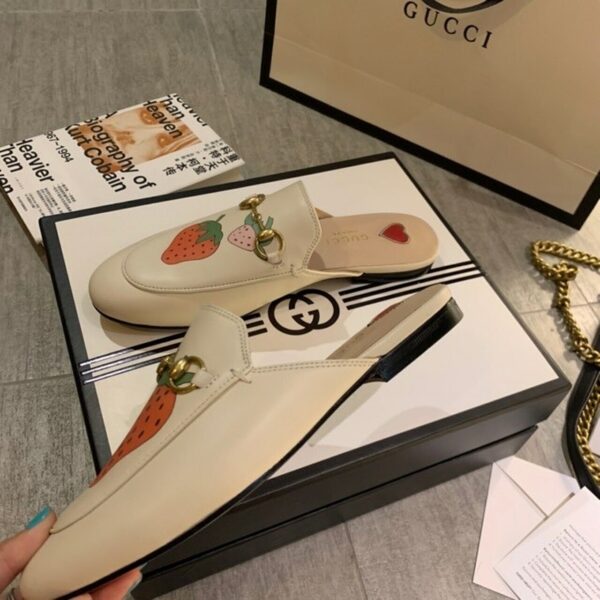 Gucci Strawberry Princetown MulesSpring/Summer 2020 Collection, White Women Shoes - Image 7