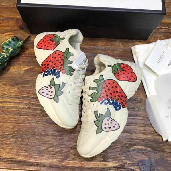 Gucci Strawberry Rhyton Dad Sneakers 619896Spring/Summer 2020 Collection, White Women Shoes - Image 3