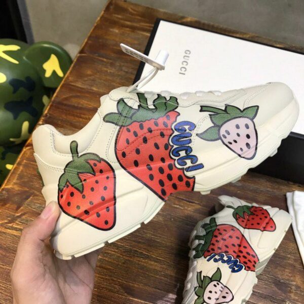 Gucci Strawberry Rhyton Dad Sneakers 619896Spring/Summer 2020 Collection, White Women Shoes - Image 7