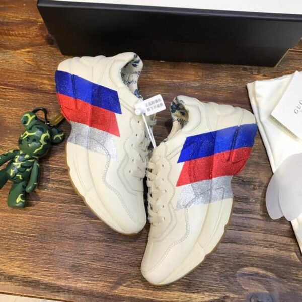 Gucci Stripe Rhyton Dad Sneakers 619895Spring/Summer 2020 Collection, White Women Shoes - Image 9