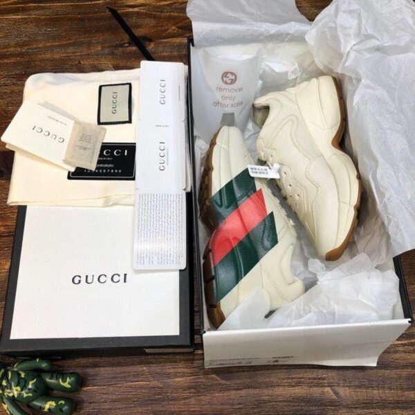 Gucci Stripe Rhyton Dad Sneakers 619896 Spring/Summer 2020 Collection, White Women Shoes - Image 3