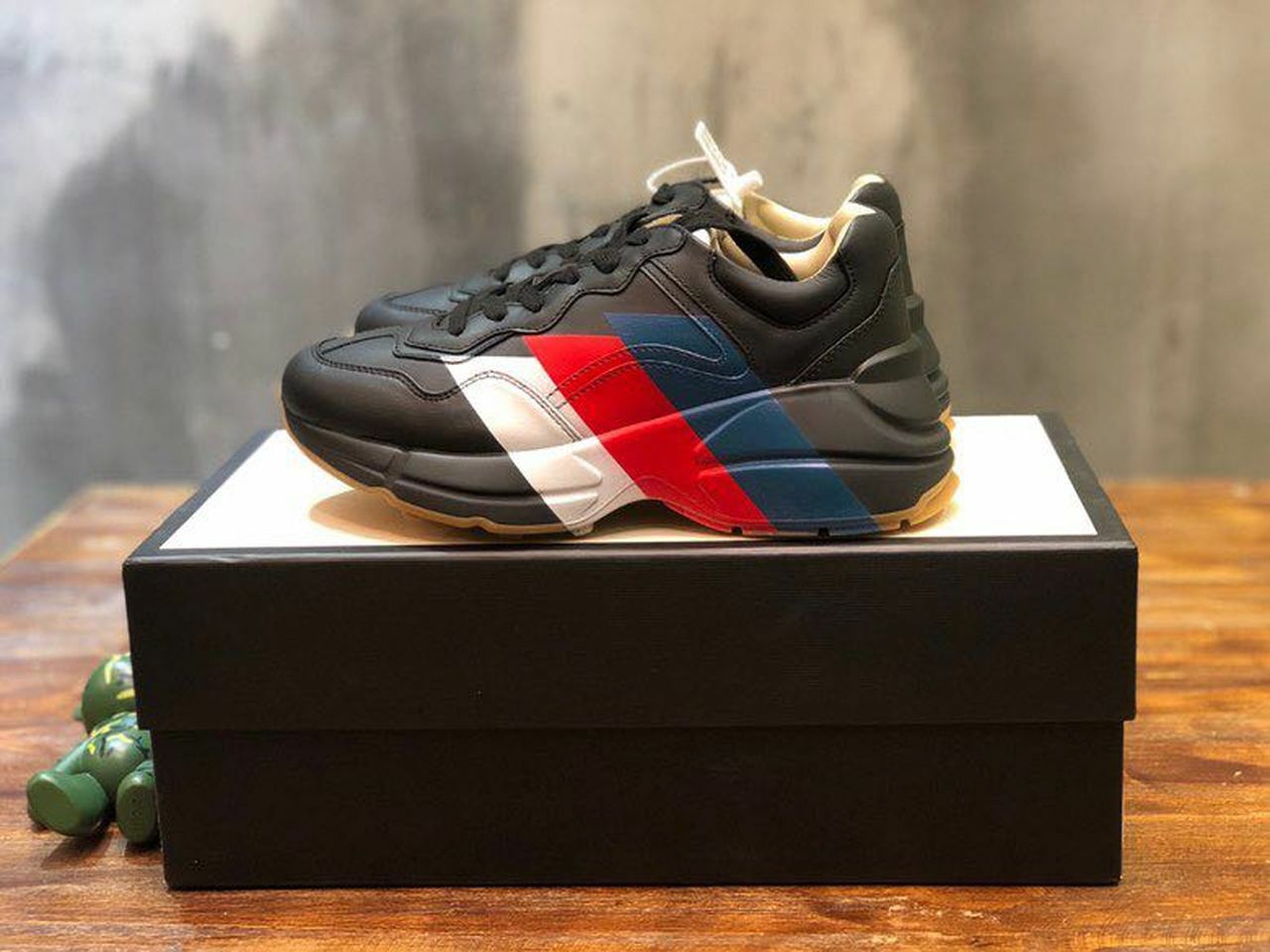 Gucci Stripe Rhyton Dad Sneakers 619896Spring/Summer 2020 Collection, Black Women Shoes