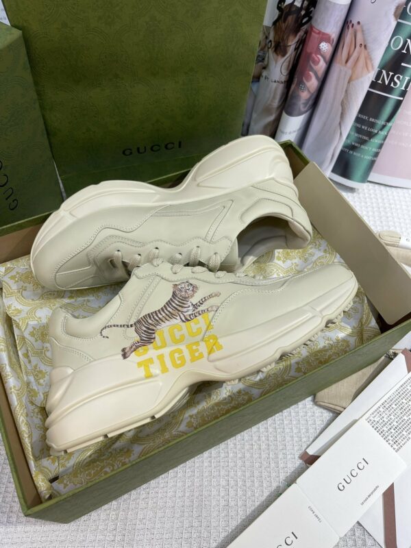 Gucci Tiger Women's Rhyton Sneaker Beige Women Shoes - Image 6