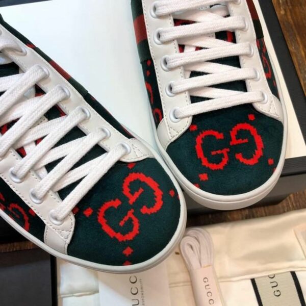 Gucci Velour Ace Sneakers 499410Spring/Summer 2020 Collection, Dark Green Women Shoes - Image 5