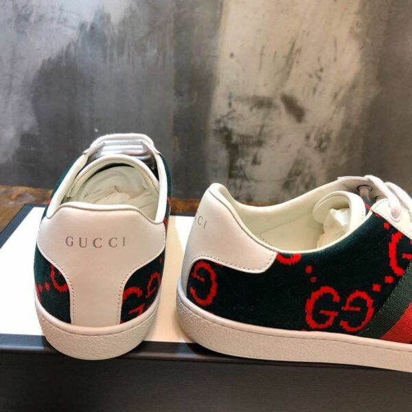 Gucci Velour Ace Sneakers 499410Spring/Summer 2020 Collection, Dark Green Women Shoes - Image 6