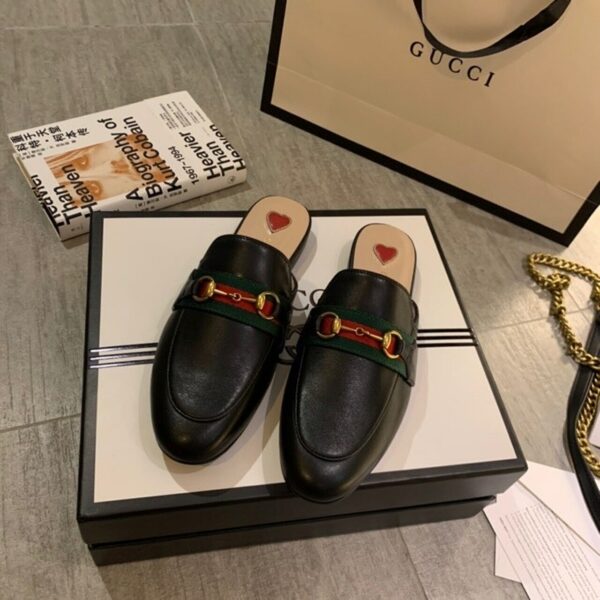 Gucci Web Princetown MulesSpring/Summer Collection Black Women Shoes