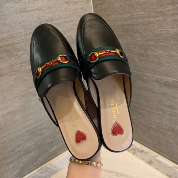 Gucci Web Princetown MulesSpring/Summer Collection Black Women Shoes - Image 4