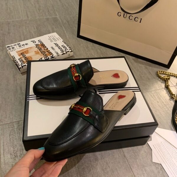 Gucci Web Princetown MulesSpring/Summer Collection Black Women Shoes - Image 6