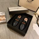 Gucci Web Princetown MulesSpring/Summer Collection Black Women Shoes