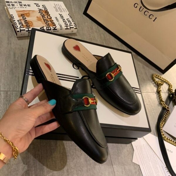 Gucci Web Princetown MulesSpring/Summer Collection Black Women Shoes - Image 5