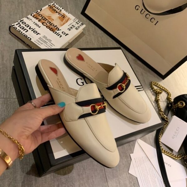 Gucci Web Princetown MulesSpring/Summer Collection White Women Shoes - Image 6