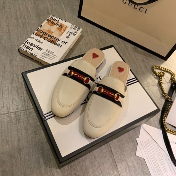 Gucci Web Princetown MulesSpring/Summer Collection White Women Shoes