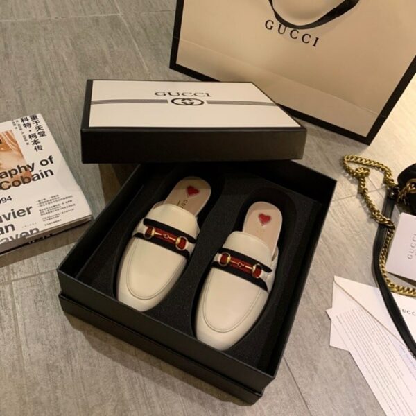 Gucci Web Princetown MulesSpring/Summer Collection White Women Shoes - Image 4