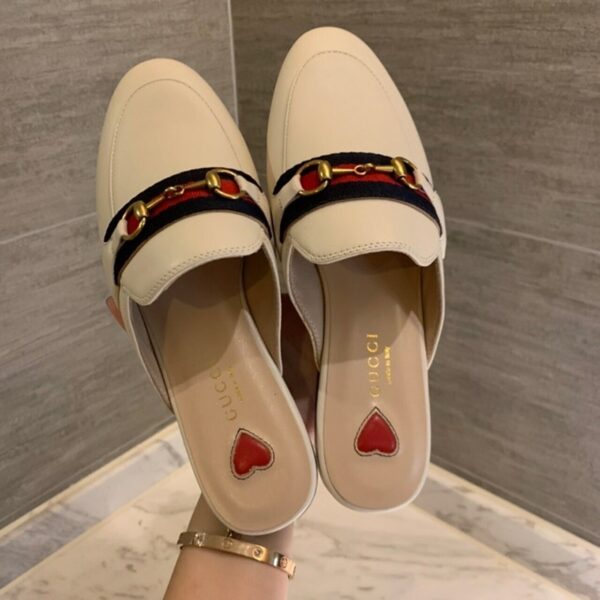Gucci Web Princetown MulesSpring/Summer Collection White Women Shoes - Image 3