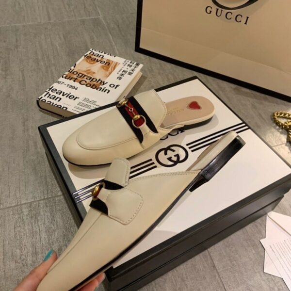 Gucci Web Princetown MulesSpring/Summer Collection White Women Shoes - Image 9