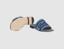 Gucci Women's Slide Sandal With Gucci Script Light Blue Denim