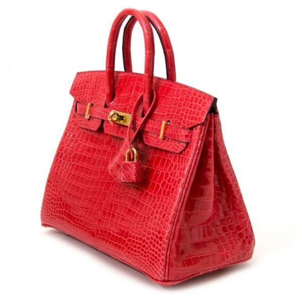 Hermes Birkin 25 Crocodile Porosus Bougainvillier GHW - Image 2