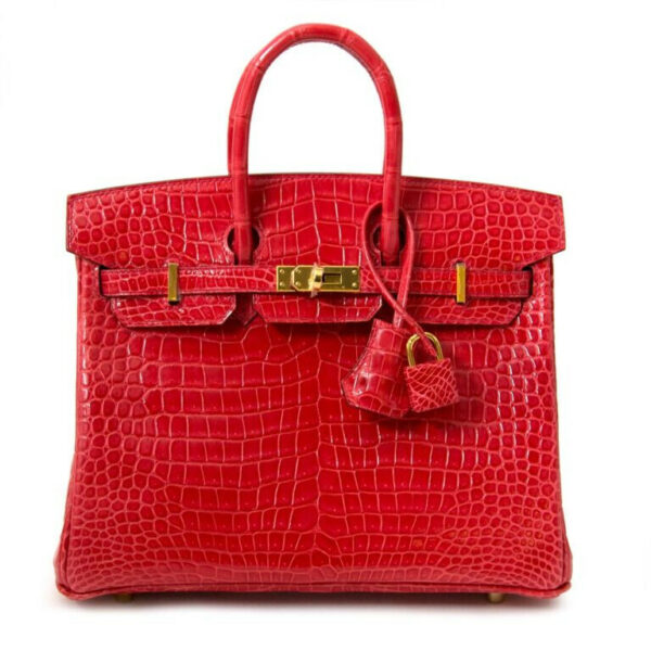 Hermes Birkin 25 Crocodile Porosus Bougainvillier GHW
