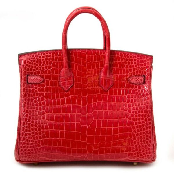 Hermes Birkin 25 Crocodile Porosus Bougainvillier GHW - Image 4
