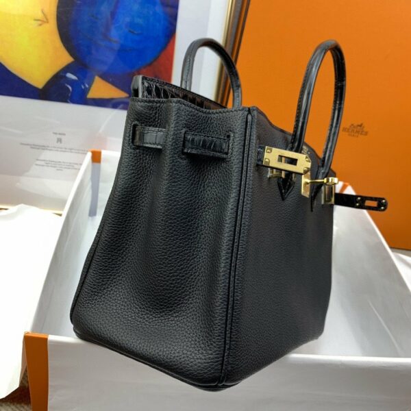 Hermes Birkin 25 Nata Swift Gold Hardware Black - Image 3