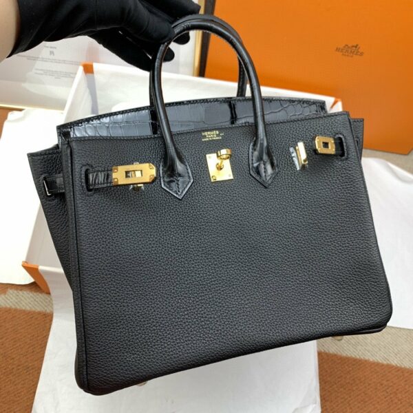 Hermes Birkin 25 Nata Swift Gold Hardware Black - Image 7
