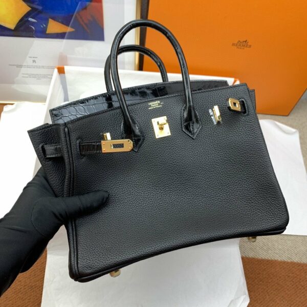 Hermes Birkin 25 Nata Swift Gold Hardware Black - Image 4