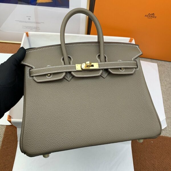 Hermes Birkin 25 Nata Swift Gold Hardware Brown - Image 9