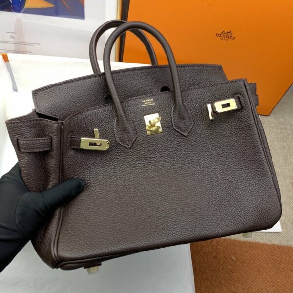 Hermes Birkin 25 Nata Swift Gold Hardware Dark Brown - Image 7