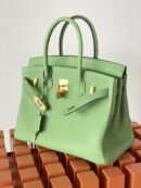 Hermes Birkin 25 Nata Swift Gold Hardware Green