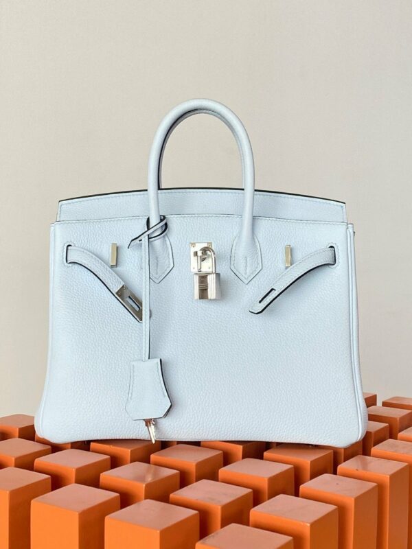 Hermes Birkin 25 Nata Swift Silver Hardware Light Blue - Image 9