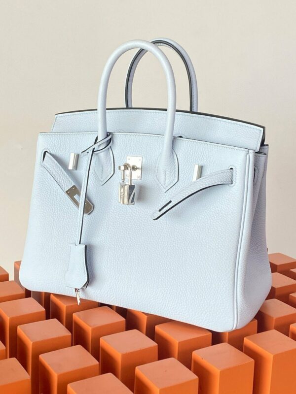 Hermes Birkin 25 Nata Swift Silver Hardware Light Blue - Image 8