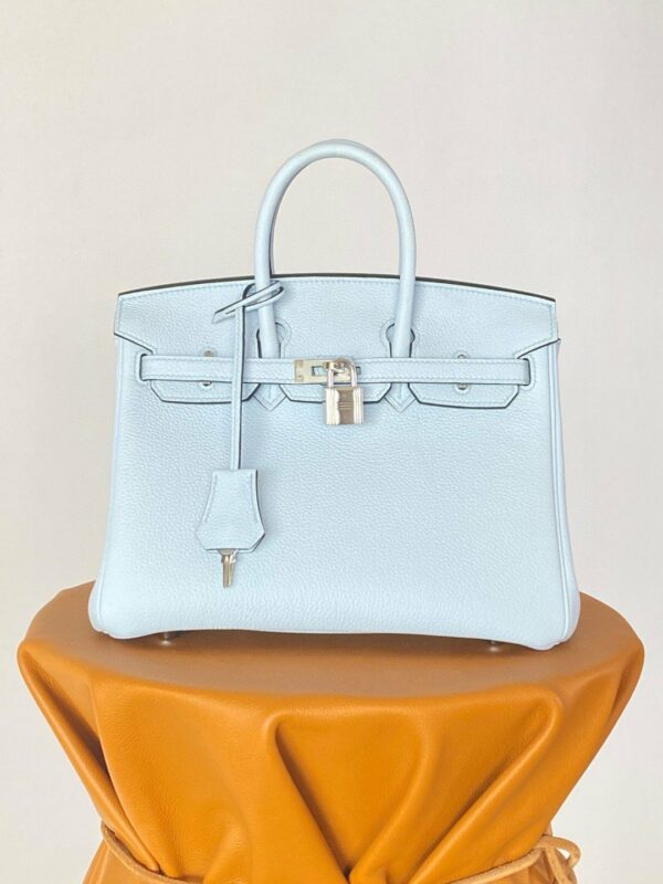 Hermes Birkin 25 Nata Swift Silver Hardware Light Blue