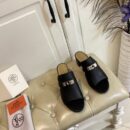Hermes Blossom Mule Black