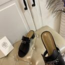 Hermes Blossom Mule Black