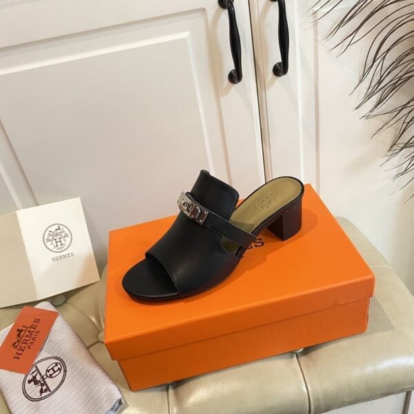 Hermes Blossom Mule Black - Image 4