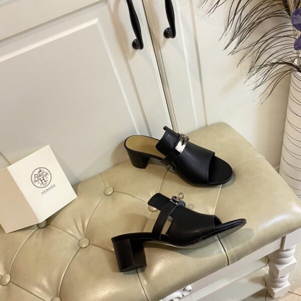 Hermes Blossom Mule Black - Image 7