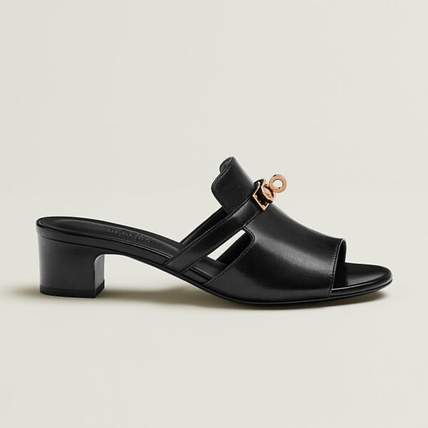 Hermes Candy Kelly Noir Goatskin Sandal - Image 2