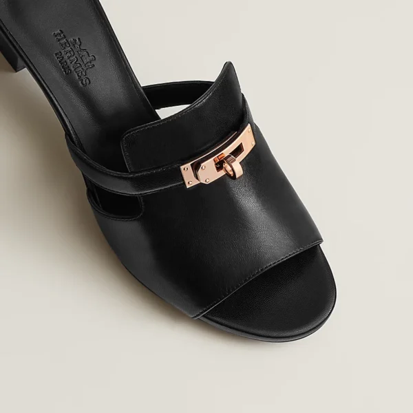 Hermes Candy Kelly Noir Goatskin Sandal - Image 4