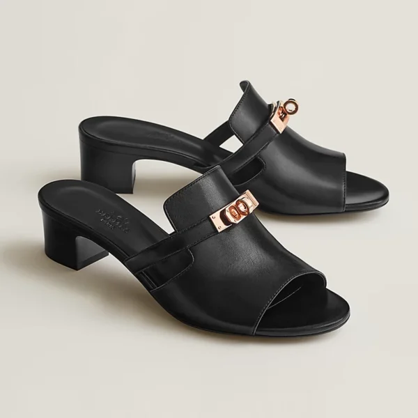 Hermes Candy Kelly Noir Goatskin Sandal