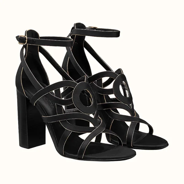 Hermes Canope Sandal Noir / Doré