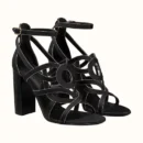 Hermes Canope Sandal Noir / Doré